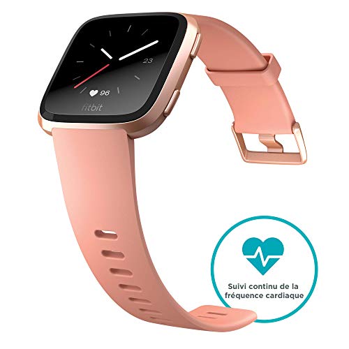 Fitbit Versa Smart Watch, Peach/Rose Gold Aluminium, One Size (S & L Bands Included) (Renewed)