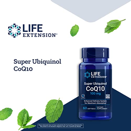 Life Extension Super Ubiquinol CoQ10 100 mg – For Heart Health & Anti-Aging - Cholesterol & Energy Management Supplement – Coenzyme Q10 for Organs - Gluten-Free, Non-GMO – 60 Softgels