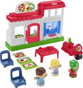 fisher-price little people toddler playset we deliver pizza place toy restaurant with figures & accessories for ages 1+ years