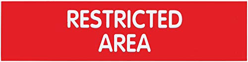 Cosco Engraved Sign "RESTRICTED Area" 2" x 8", Red Sign with White Text (098005)