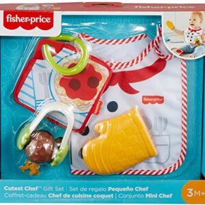 Fisher-Price Cutest Chef Gift Set, 4 cooking-themed baby toys with wearable bib and teether for babies ages 3 months and older