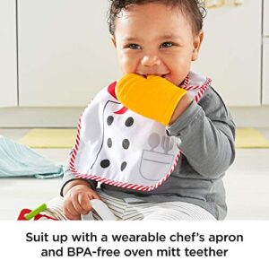 Fisher-Price Cutest Chef Gift Set, 4 cooking-themed baby toys with wearable bib and teether for babies ages 3 months and older