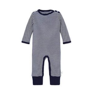 burt’s bees baby baby boys romper jumpsuit, 100% organic cotton one-piece coverall and toddler footie, navy classic stripe, 6-9 months us