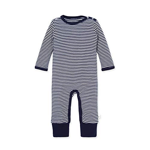 Burt's Bees Baby baby boys Romper Jumpsuit, 100% Organic Cotton One-piece Coverall and Toddler Footie, Navy Classic Stripe, 6-9 Months US