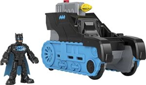 imaginext dc super friends batman toy, bat-tech tank with light-up figure & projectile launcher for preschool kids ages 3+ years