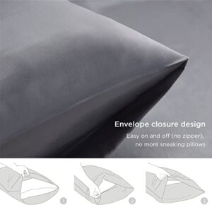 Bedsure Satin Pillowcase for Hair and Skin Queen - Dark Grey Silk Pillowcase 2 Pack 20x30 inches - Satin Pillow Cases Set of 2 with Envelope Closure, Gifts for Women Men