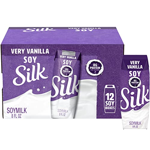 Silk Shelf-Stable Soy Milk Singles, Very Vanilla, Dairy-Free, Vegan, Non-GMO Project Verified, 8 oz. (Pack of 12)