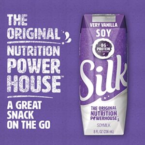 Silk Shelf-Stable Soy Milk Singles, Very Vanilla, Dairy-Free, Vegan, Non-GMO Project Verified, 8 oz. (Pack of 12)