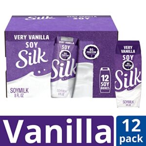 Silk Shelf-Stable Soy Milk Singles, Very Vanilla, Dairy-Free, Vegan, Non-GMO Project Verified, 8 oz. (Pack of 12)