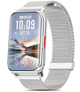 smart watch for android ios phones compatible 1.57 inch full touch screen fitness tracker with heart rate & blood oxygen monitoring ip68 waterproof smart watches for men women(silver)