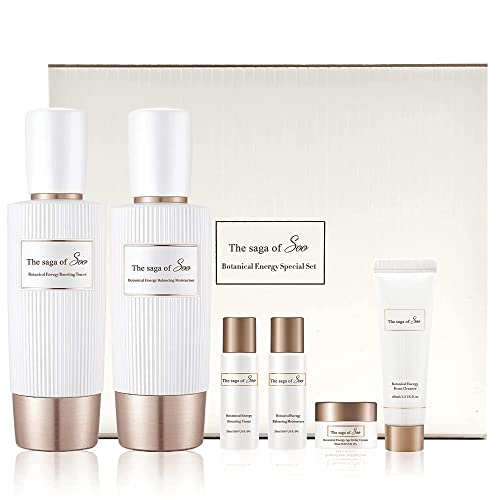 Sooryehan THE SAGA OF SOO BOTANICAL ENERGY - Korean Skincare Gift Set, Botanical Energy Boosting Toner, Balancing Moisturizer, Cream, Foam Cleanser (360 ml / 12.17 Fl Oz) by LG BEAUTY