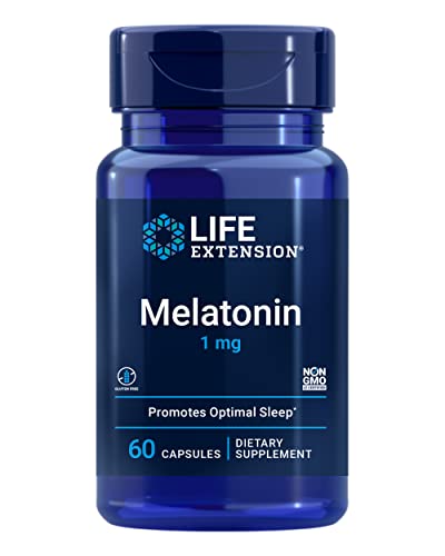 Life Extension Melatonin 1 mg - For Restful Night, Hormone Balance, and Immune Health – Sleep Aid Melatonin Supplements - Immediate Release - Gluten-Free, Non-GMO - 60 Capsules