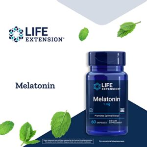 Life Extension Melatonin 1 mg - For Restful Night, Hormone Balance, and Immune Health – Sleep Aid Melatonin Supplements - Immediate Release - Gluten-Free, Non-GMO - 60 Capsules