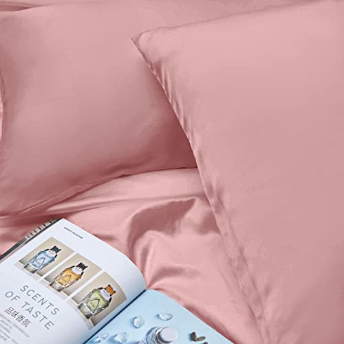 INSSL Silk Pillowcase for Women, Mulberry Silk Pillowcase for Hair and Skin and Stay Comfortable and Breathable During Sleep (Standard, Coral)