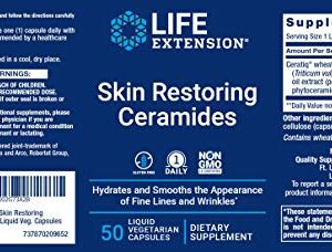 Life Extension Skin Restoring Ceramides, 50 Veg Capsules - Vegan Phytoceramide Supplement