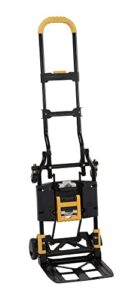 cosco 12225ygb1e 2-in-1 folding hand truck, 300 lb. capacity, multi-position with extendable handle, black/yellow