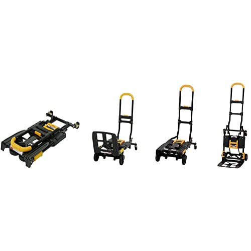 COSCO 12225YGB1E 2-in-1 Folding Hand Truck, 300 lb. Capacity, Multi-Position with Extendable Handle, Black/Yellow