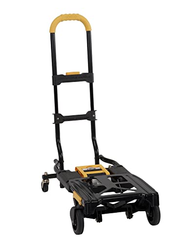 COSCO 12225YGB1E 2-in-1 Folding Hand Truck, 300 lb. Capacity, Multi-Position with Extendable Handle, Black/Yellow