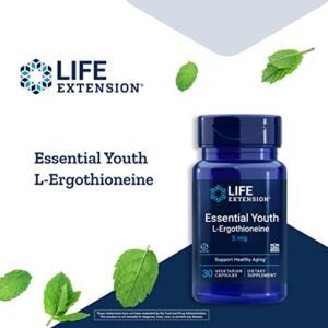 Life Extension Essential Youth L-Ergothioneine – Promotes Longevity & Healthy Aging – Gluten-Free – Non-GMO – Vegetarian – 5 mg – 30 Vegetarian Capsules