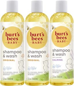 burt’s bees baby shampoo and wash 3-pack, 2 original and 1 calming with lavender, 12 fl oz each
