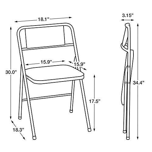 COSCO Stylaire Vinyl Padded Folding Chair, 4-Pack, Silver