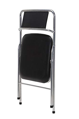COSCO Stylaire Vinyl Padded Folding Chair, 4-Pack, Silver