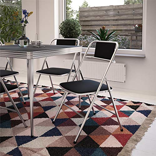 COSCO Stylaire Vinyl Padded Folding Chair, 4-Pack, Silver