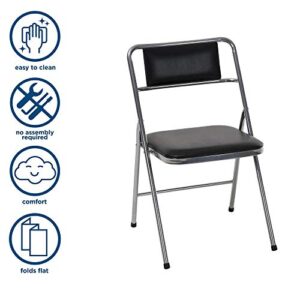 COSCO Stylaire Vinyl Padded Folding Chair, 4-Pack, Silver