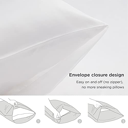 Bedsure Satin Pillowcase for Hair and Skin Queen - Pure White Silk Pillowcase 2 Pack 20x30 inches - Satin Pillow Cases Set of 2 with Envelope Closure, Gifts for Women Men