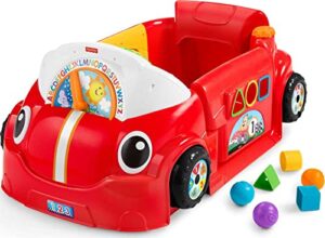 fisher-price laugh & learn baby activity center crawl around car with music lights and smart stages for infants and toddlers, red [amazon exclusive]