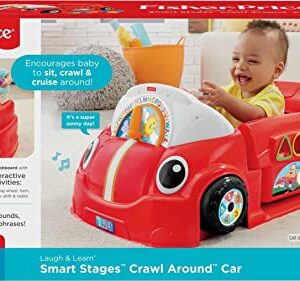 Fisher-Price Laugh & Learn Baby Activity Center Crawl Around Car With Music Lights And Smart Stages For Infants And Toddlers, Red [Amazon Exclusive]