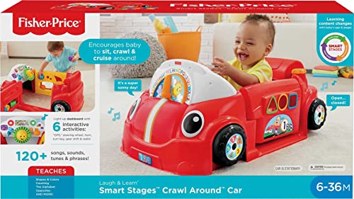 Fisher-Price Laugh & Learn Baby Activity Center Crawl Around Car With Music Lights And Smart Stages For Infants And Toddlers, Red [Amazon Exclusive]