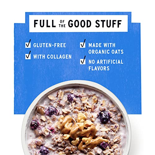 Purely Elizabeth, Blueberry Walnut, Superfood Oatmeal Pouch 8oz (8oz Bag), Collagen, Gluten-Free, Organic Oats