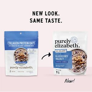 Purely Elizabeth, Blueberry Walnut, Superfood Oatmeal Pouch 8oz (8oz Bag), Collagen, Gluten-Free, Organic Oats