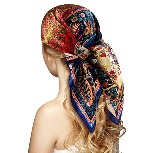 100% Silk Head Scarf for Women - 27" Hair Scarves Satin Head Scarf Bandanas Square Silk Hair Night Sleeping with Gift Packed