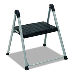 cosco 11014pbl1e folding step stool, 1-step, 200lb, 9 9/10″ working height, platinum/black