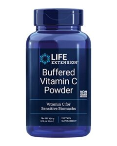 life extension buffered vitamin c powder – ascorbic acid vitamin c, calcium, magnesium, and mineral supplements for sensitive stomachs – gluten-free, non-gmo, vegetarian – 454g ( 84servings )