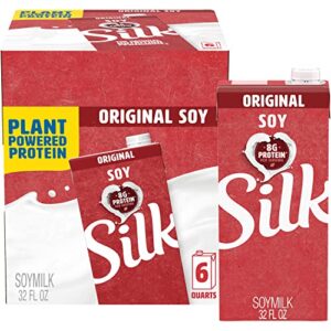 silk shelf-stable soy milk, original, dairy-free, vegan, non-gmo project verified, 32 fl oz (pack of 6)