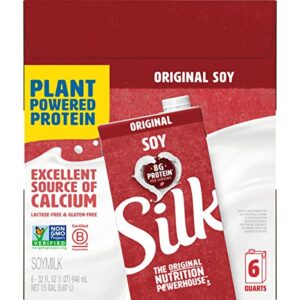 Silk Shelf-Stable Soy Milk, Original, Dairy-Free, Vegan, Non-GMO Project Verified, 32 Fl Oz (Pack of 6)