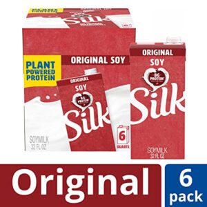 Silk Shelf-Stable Soy Milk, Original, Dairy-Free, Vegan, Non-GMO Project Verified, 32 Fl Oz (Pack of 6)