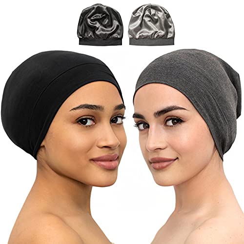 Silk Satin Bonnet Hair Cover Sleep Cap for Sleeping Beanie Hat Adjustable Stay On Headwear Lined Natural Nurse Cap for Women