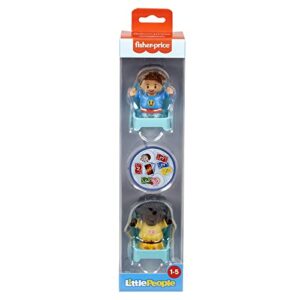 F-Price Fisher-Price Little People Card Game Figure Set - HHR45 ~ Includes 2 Little People Figures, 2 Chairs and a Table with Card Game and Cupcake Graphics, Blue, Yellow, Red