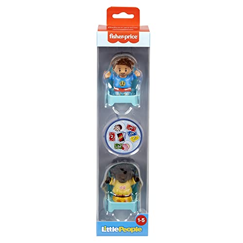 F-Price Fisher-Price Little People Card Game Figure Set - HHR45 ~ Includes 2 Little People Figures, 2 Chairs and a Table with Card Game and Cupcake Graphics, Blue, Yellow, Red