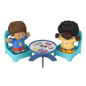 F-Price Fisher-Price Little People Card Game Figure Set - HHR45 ~ Includes 2 Little People Figures, 2 Chairs and a Table with Card Game and Cupcake Graphics, Blue, Yellow, Red