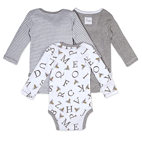 Burt's Bees Baby unisex baby Bodysuits, 3-pack Long & Short-sleeve One-pieces, 100% Organic Cotton Bodysuit, A-bee-c, 3 Months US