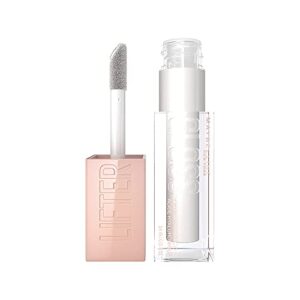 maybelline lifter gloss, hydrating lip gloss with hyaluronic acid, high shine for plumper looking lips, pearl, silver pearl clear, 0.18 ounce