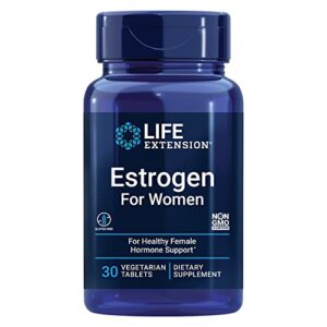 life extension estrogen for women – for healthy estrogen metabolism – helps relieve discomforts of menopause – plant based estrogen supplement – gluten free, non-gmo – 30 vegetarian tablets