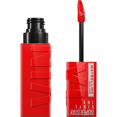 Maybelline Super Stay Vinyl Ink Longwear No-Budge Liquid Lipcolor, Highly Pigmented Color and Instant Shine, Red-Hot, Fire Engine Red Lipstick, 0.14 fl oz, 1 Count