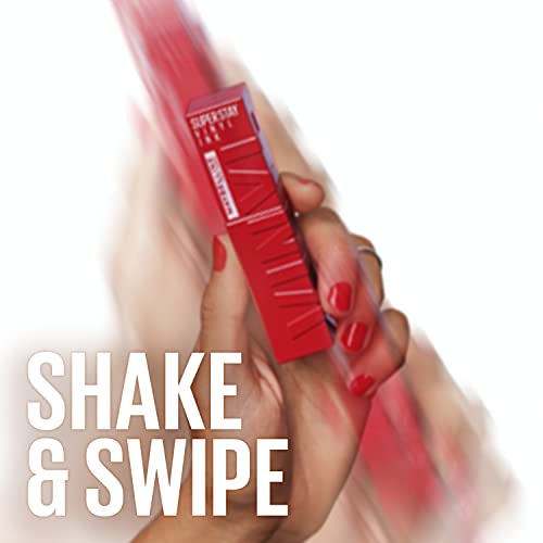 Maybelline Super Stay Vinyl Ink Longwear No-Budge Liquid Lipcolor, Highly Pigmented Color and Instant Shine, Red-Hot, Fire Engine Red Lipstick, 0.14 fl oz, 1 Count