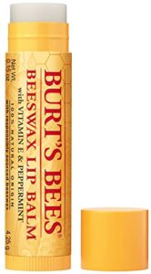 burt’s bees 100% natural origin moisturizing lip balm, original beeswax with vitamin e & peppermint oil 0.15 ounce tube